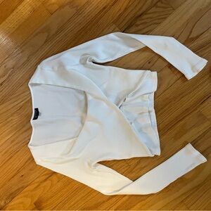 White Ribbed Long Sleeve Top